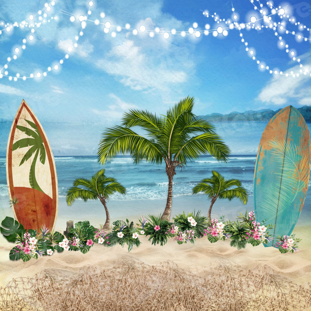 Kate Summer Seaside Floral Surfboard Backdrop for Photography -UK