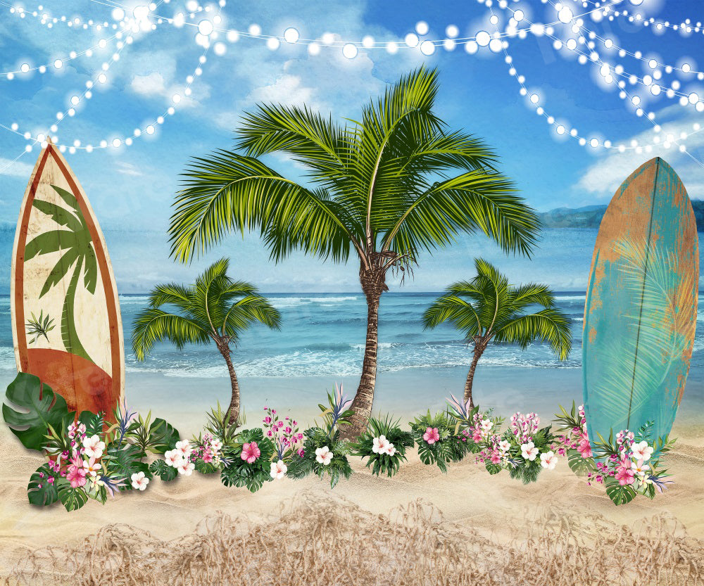 Kate Summer Seaside Floral Surfboard Backdrop for Photography -UK