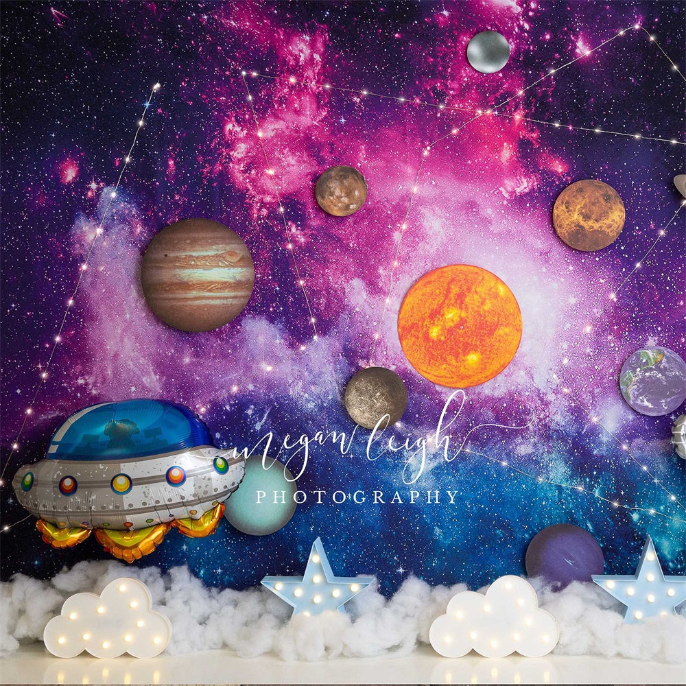 Kate Constellations In Space Backdrop for Children Designed by Megan Leigh Photography -UK
