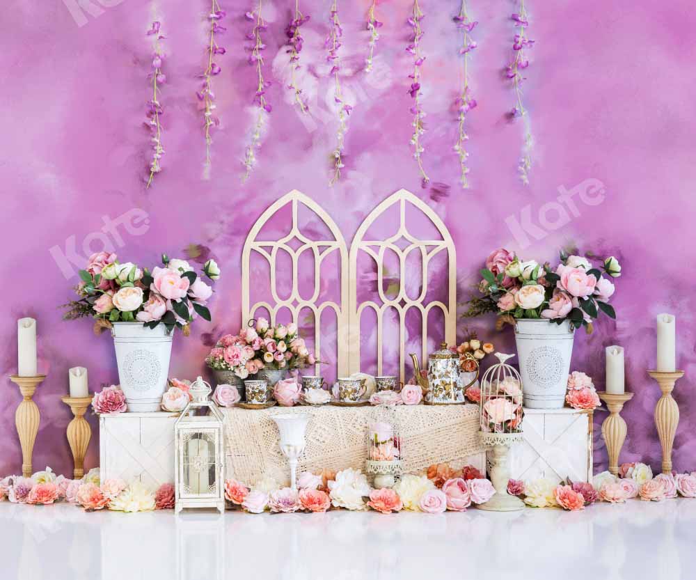 Kate Mother's Day Boho Flower Purple Spring/Summer Backdrop Designed by Emetselch -UK