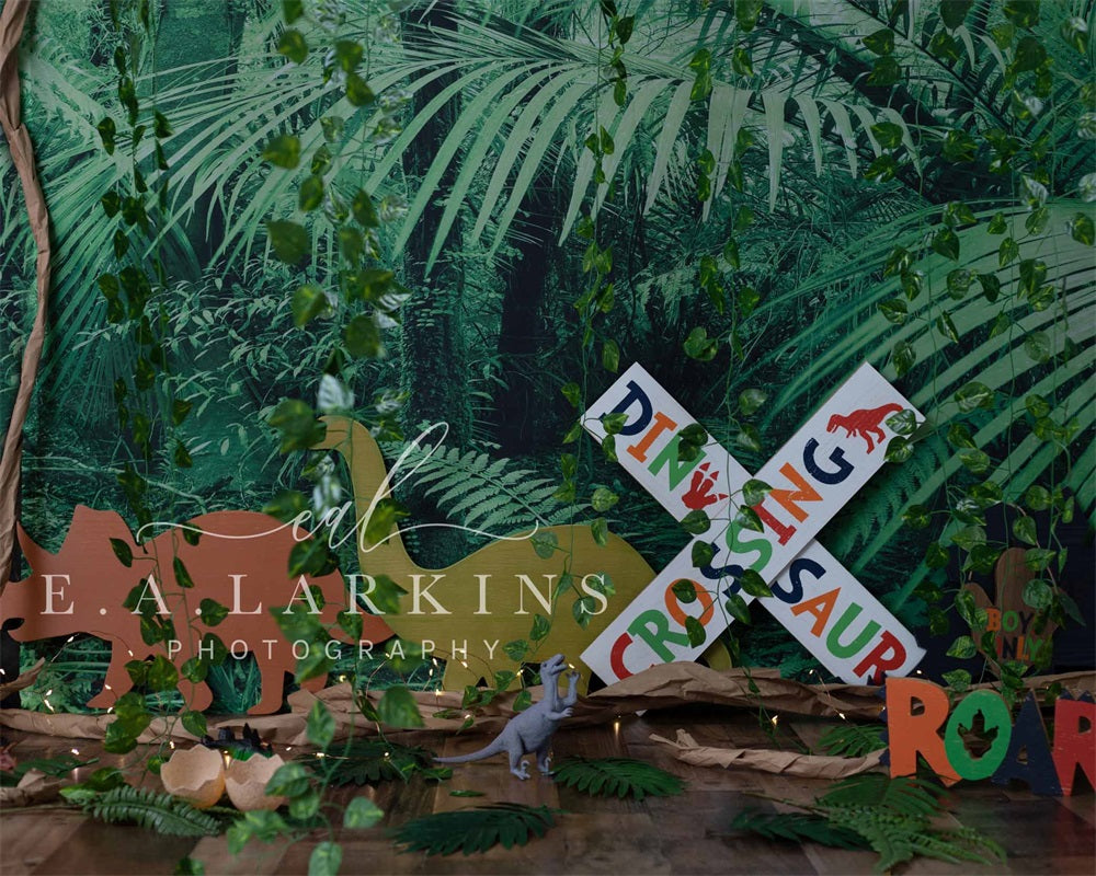 Kate Summer Wild Jungle Dinosaur Backdrop Designed by Erin Larkins -UK