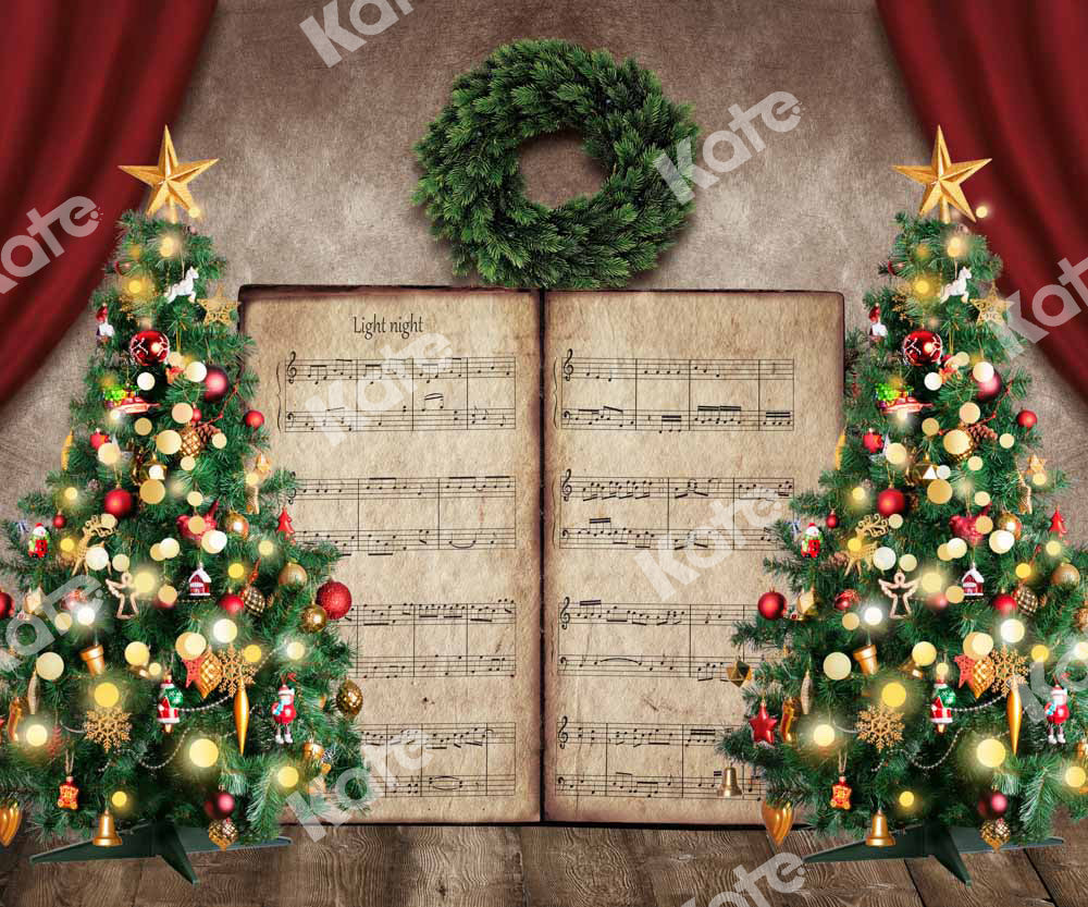 Kate Christmas Trees Song Book Backdrop Designed by Chain Photography -UK
