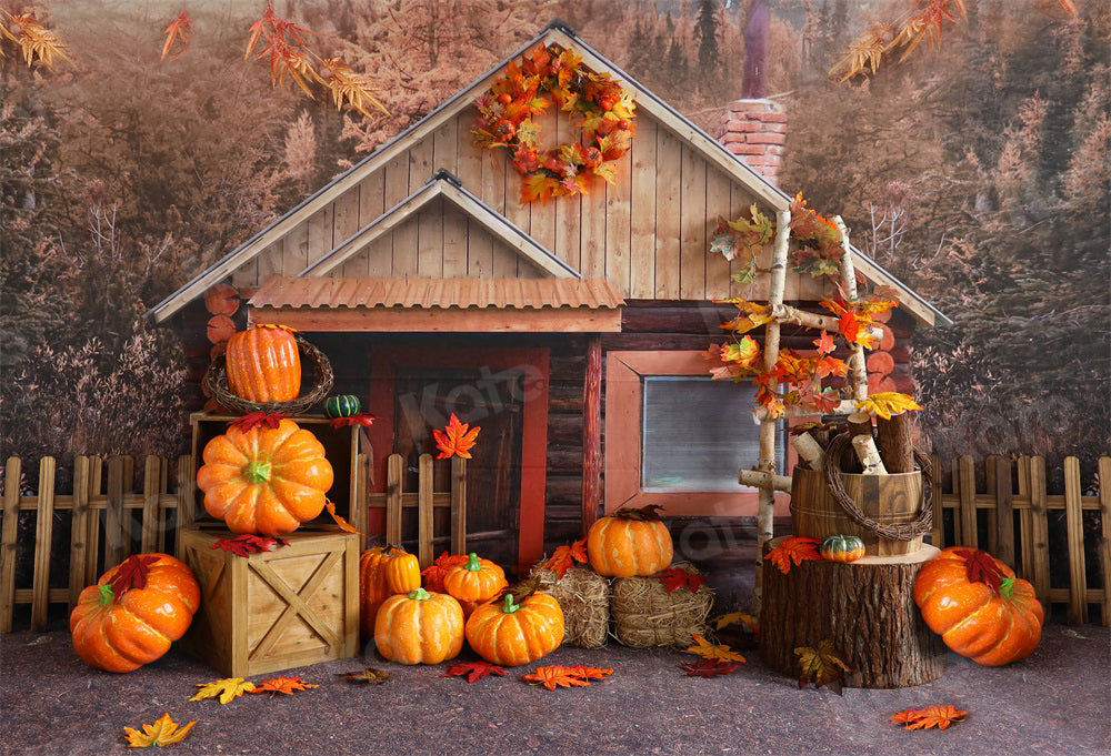 Kate Autumn Pumpkins Farm Ladder Backdrop for Photography -UK