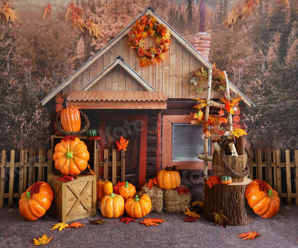 Kate Autumn Pumpkins Farm Ladder Backdrop for Photography -UK