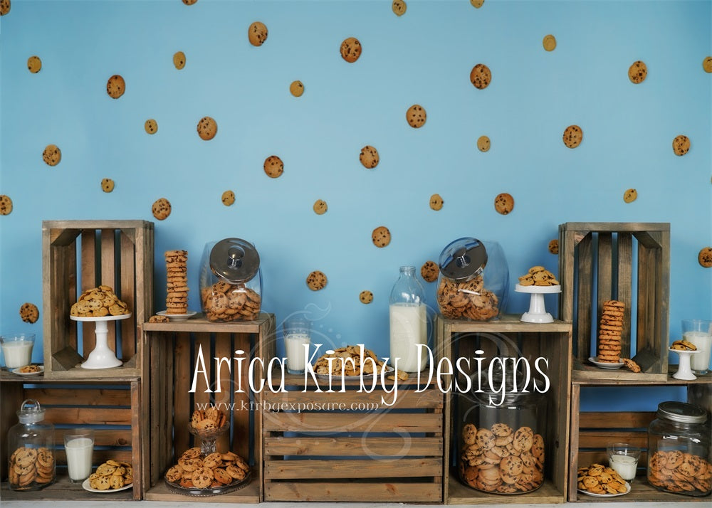 Kate Children Birthday Cookies Blue Backdrop designed by Arica Kirby -UK