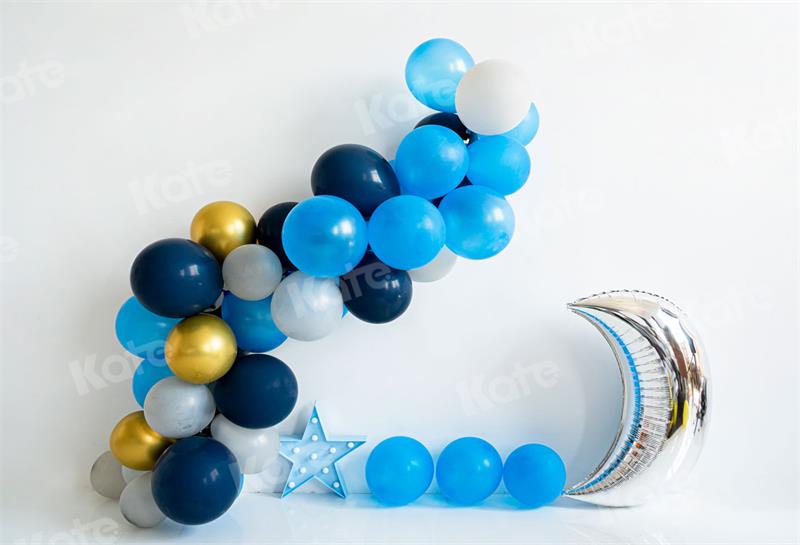 Kate Birthday Blue Balloons Moon Backdrop for Photography -UK