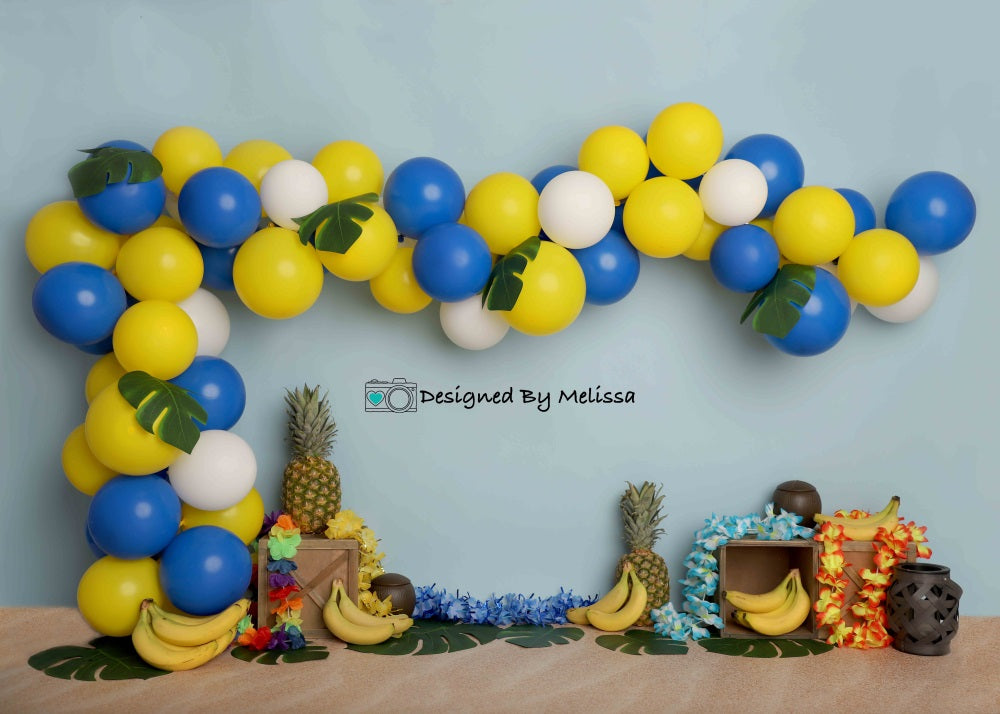 Kate Tropical Birthday Balloons Children Backdrop Designed by Melissa King -UK