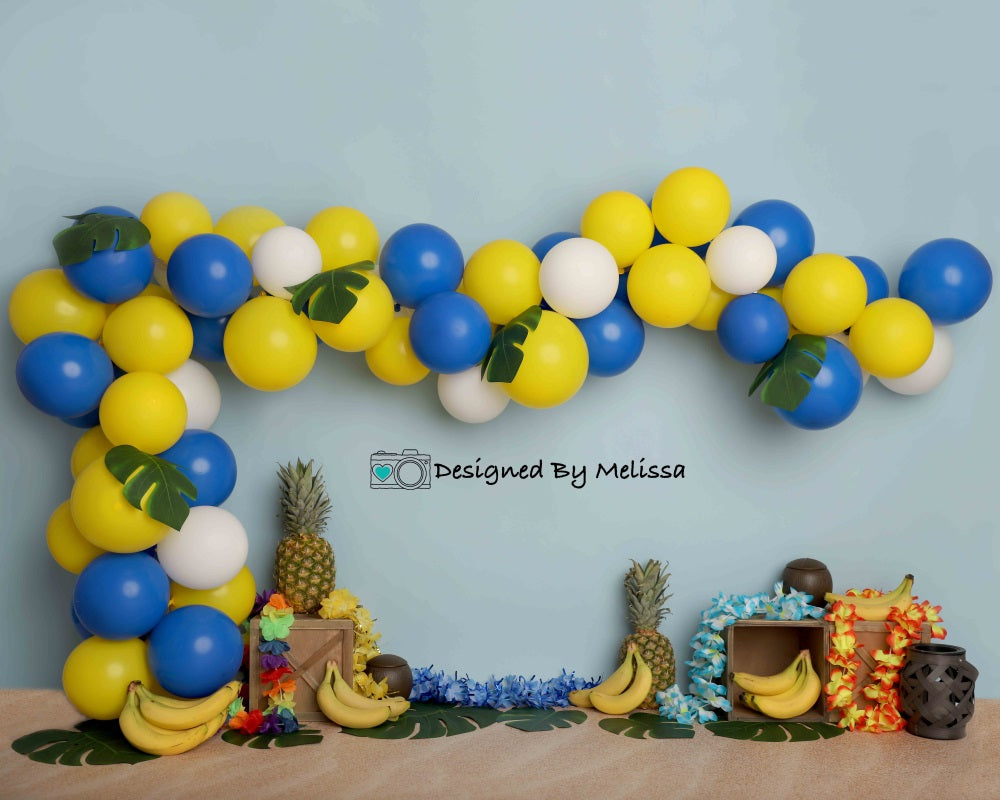 Kate Tropical Birthday Balloons Children Backdrop Designed by Melissa King -UK