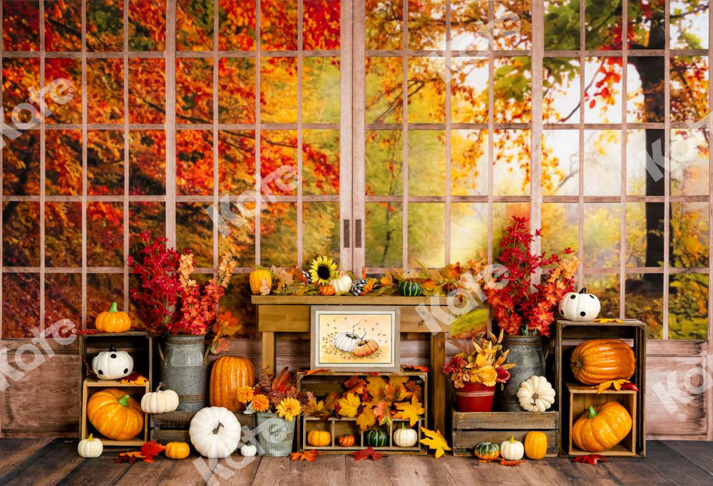 Kate Autumn Pumpkin Window Backdrop Designed by Uta Mueller Photography