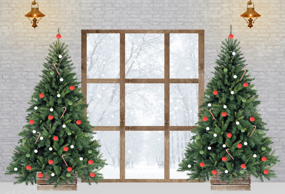 Kate Christmas Tree Window Winter Backdrop for Photography -UK