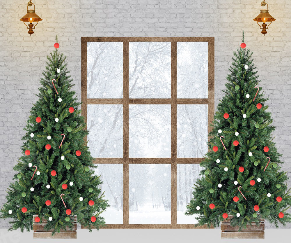 Kate Christmas Tree Window Winter Backdrop for Photography -UK
