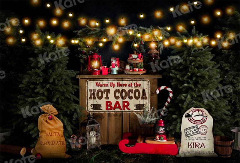 Kate Christmas Trees Hot Cocoa Party Backdrop for Photography -UK