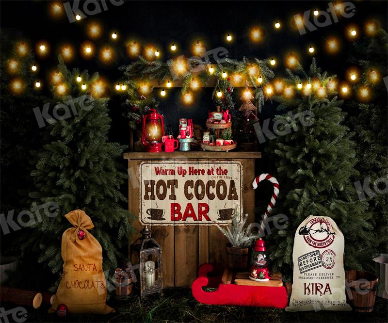 Kate Christmas Trees Hot Cocoa Party Backdrop for Photography -UK