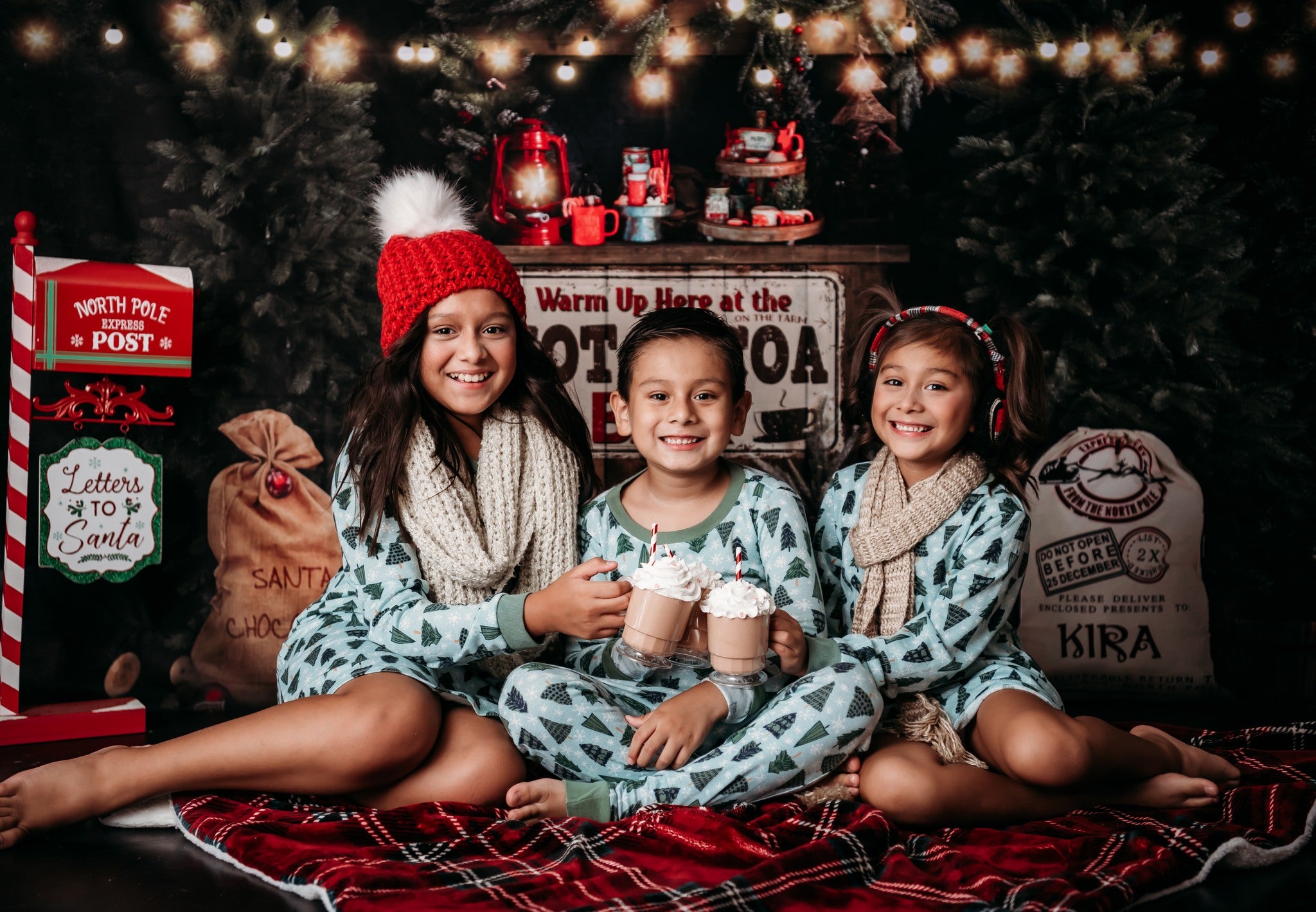 Kate Christmas Trees Hot Cocoa Party Backdrop for Photography -UK