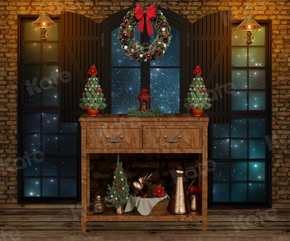 Kate Christmas Night Window Cupboard Backdrop for Photography -UK