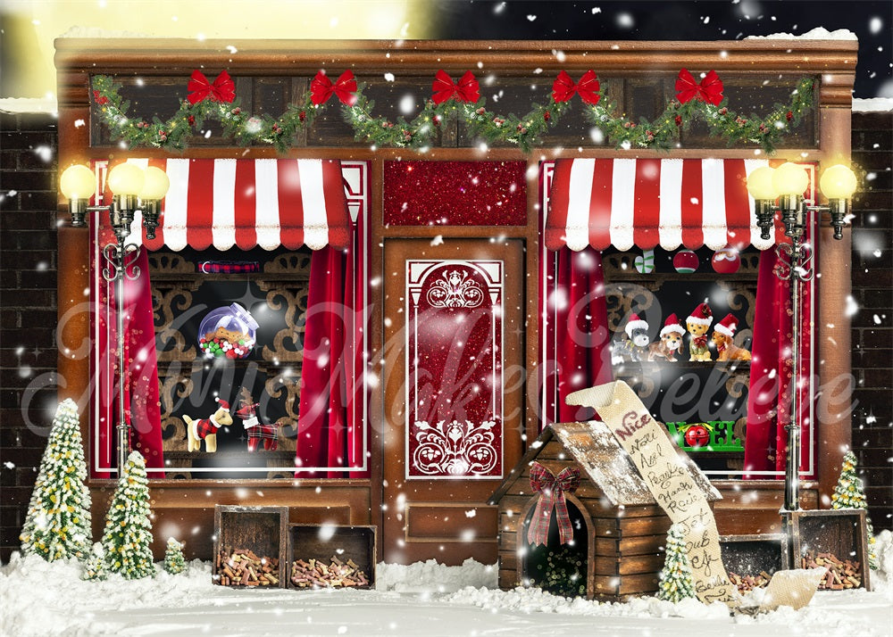Kate Christmas Winter Vintage Pet Store Backdrop Designed by Mini MakeBelieve -UK