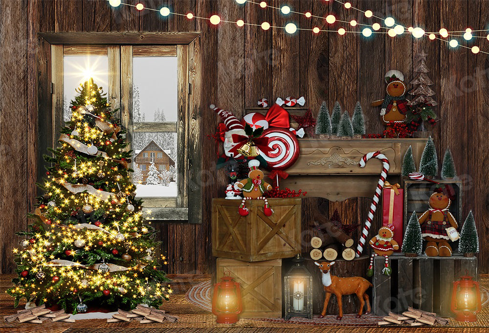 Kate Christmas Gingerbread Retro Wood Backdrop for Photography -UK