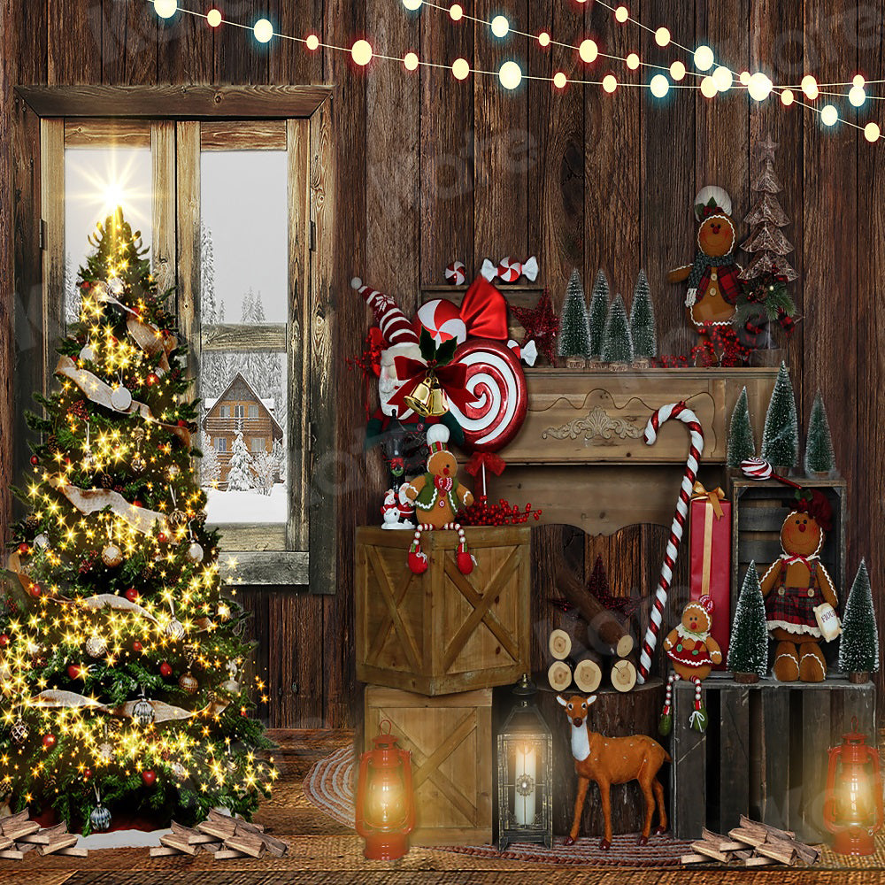 Kate Christmas Gingerbread Retro Wood Backdrop for Photography -UK