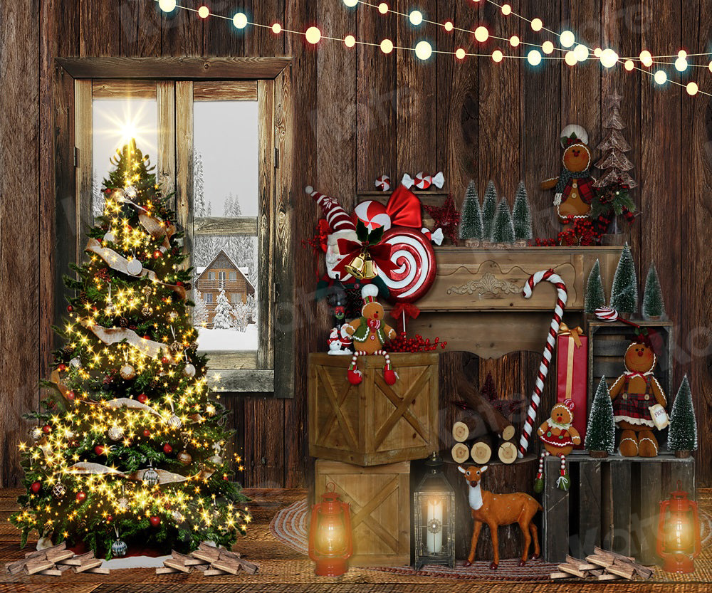 Kate Christmas Gingerbread Retro Wood Backdrop for Photography -UK