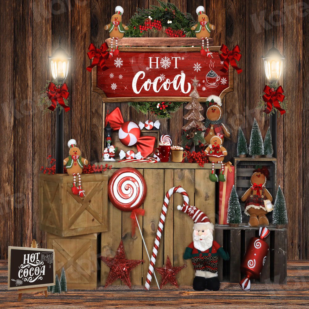 Kate Hot Cocoa Christmas Gingerbread Vintage Wood Backdrop for Photography -UK