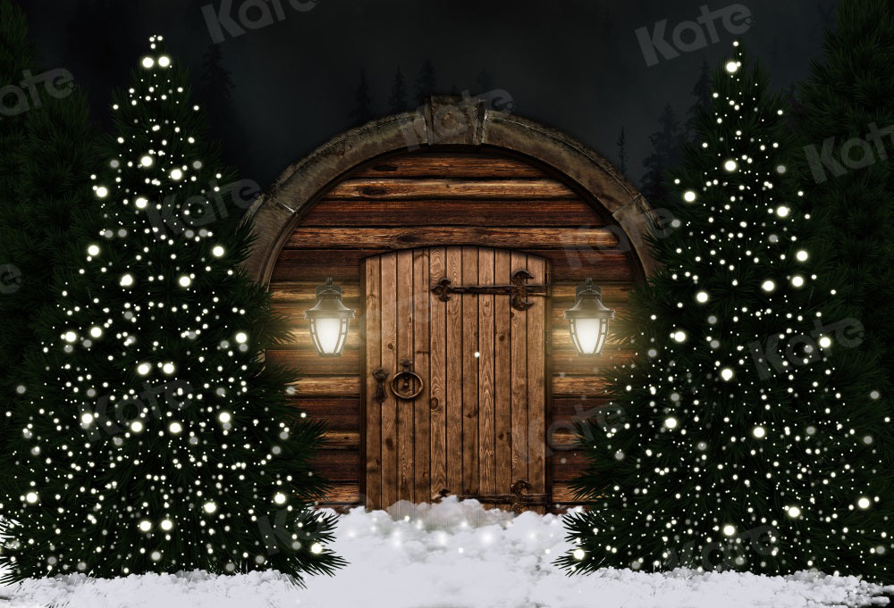 Kate Dark Christmas Tree Barn Door Backdrop for Photography -UK