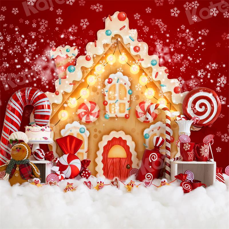 Kate Christmas Gingerbread House Candy Backdrop for Photography -UK