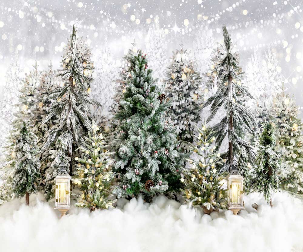 Kate Winter Christmas Tree Park Snow Backdrop Designed by Emetselch -UK