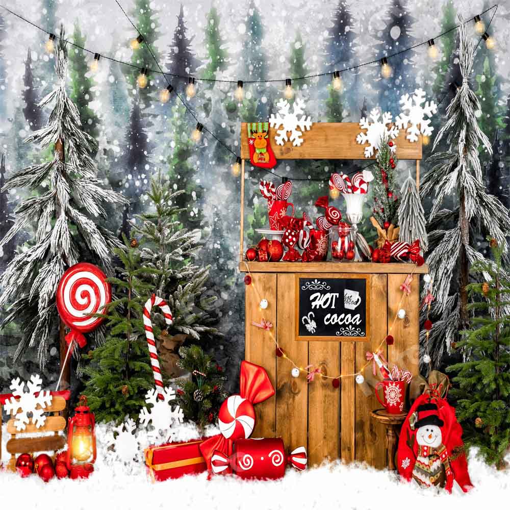 Kate Christmas Snow Hot Cocoa Candy Backdrop Designed by Emetselch -UK