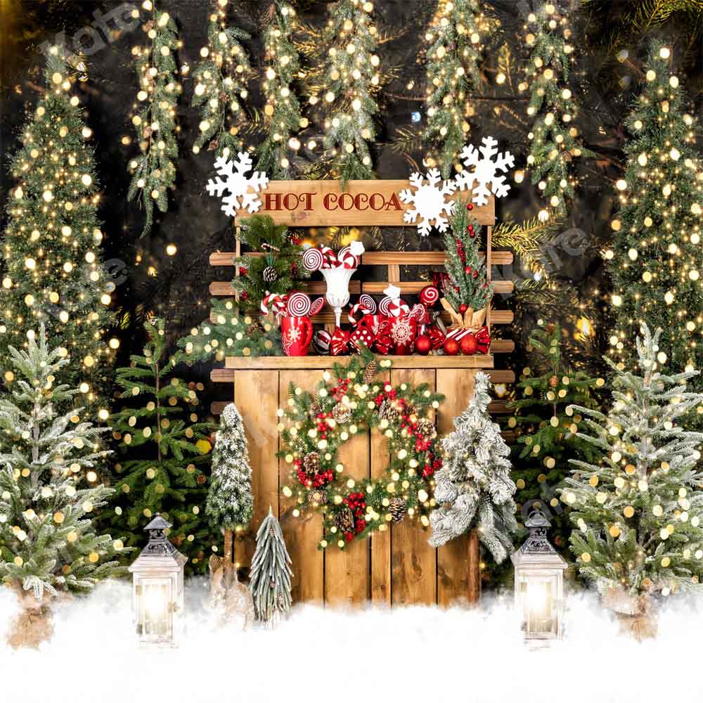 Kate Christmas Trees Hot Cocoa Night Backdrop Designed by Emetselch -UK