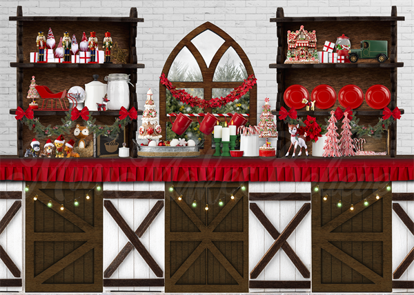 Kate Holiday Christmas Kitchen Backdrop Designed by Mini MakeBelieve -UK