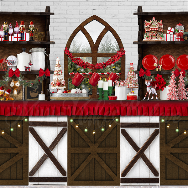 Kate Holiday Christmas Kitchen Backdrop Designed by Mini MakeBelieve -UK