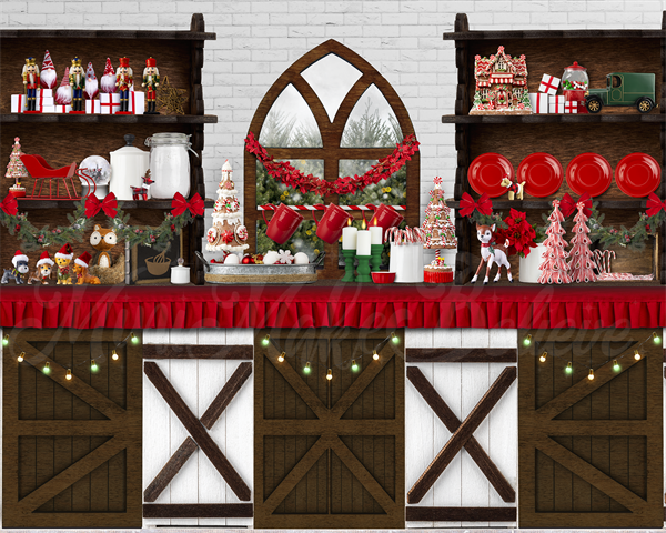 Kate Holiday Christmas Kitchen Backdrop Designed by Mini MakeBelieve -UK