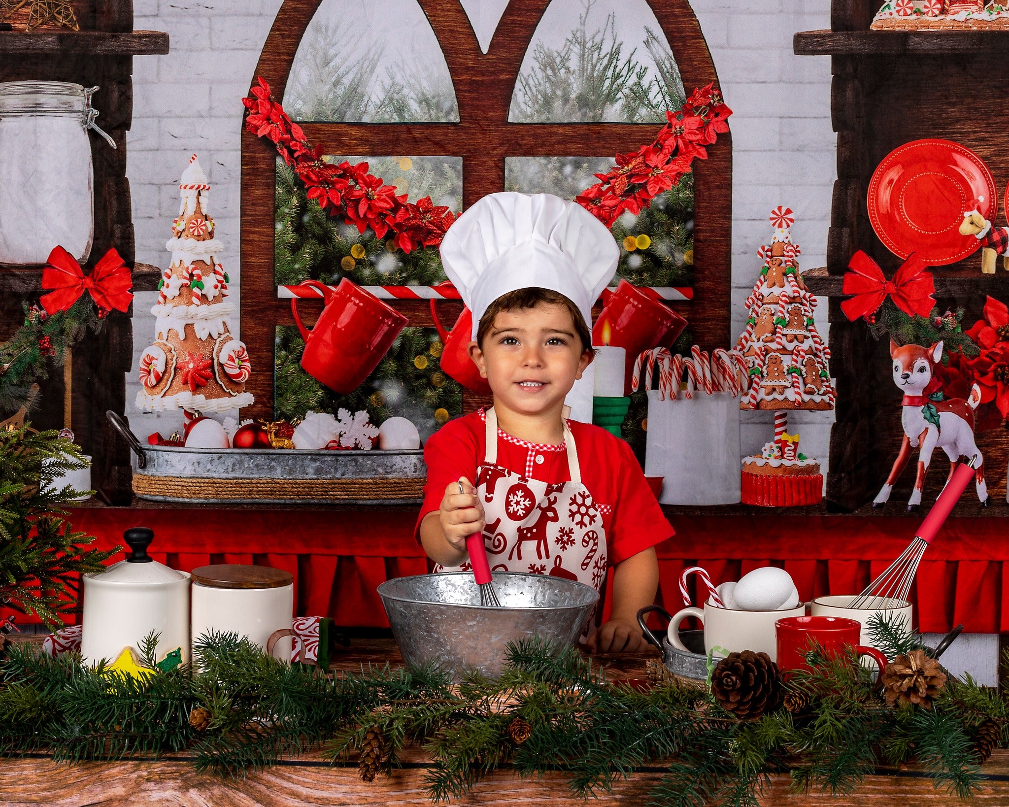 Kate Holiday Christmas Kitchen Backdrop Designed by Mini MakeBelieve -UK