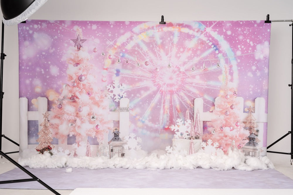 Kate Christmas Pink Fantasy Ferris Wheel Backdrop Designed by GQ -UK