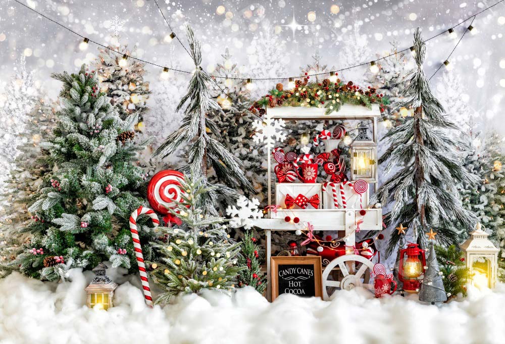 Kate Christmas Hot Cocoa Snow Backdrop Designed by Chain Photography -UK
