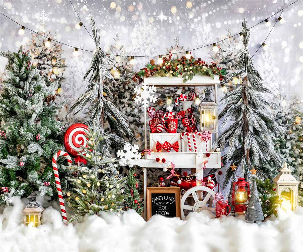 Kate Christmas Hot Cocoa Snow Backdrop Designed by Chain Photography -UK