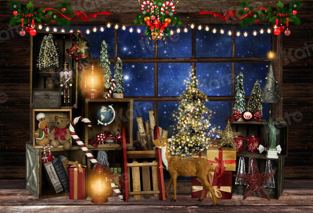 Kate Christmas Window Starry Vintage Backdrop for Photography -UK