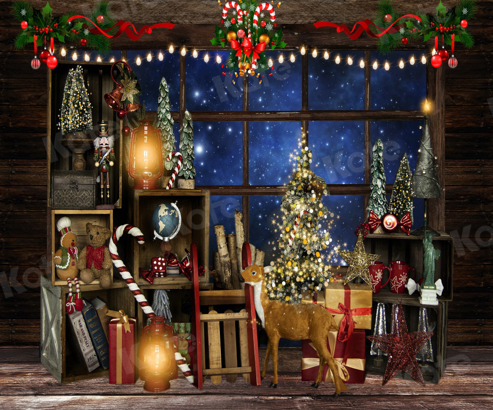 Kate Christmas Window Starry Vintage Backdrop for Photography -UK