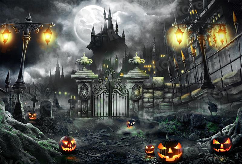 Kate Halloween Night Gate Castle Backdrop for Photography -UK