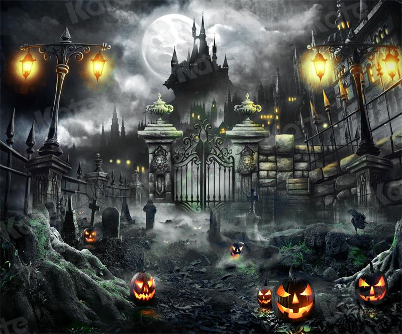 Kate Halloween Night Gate Castle Backdrop for Photography -UK
