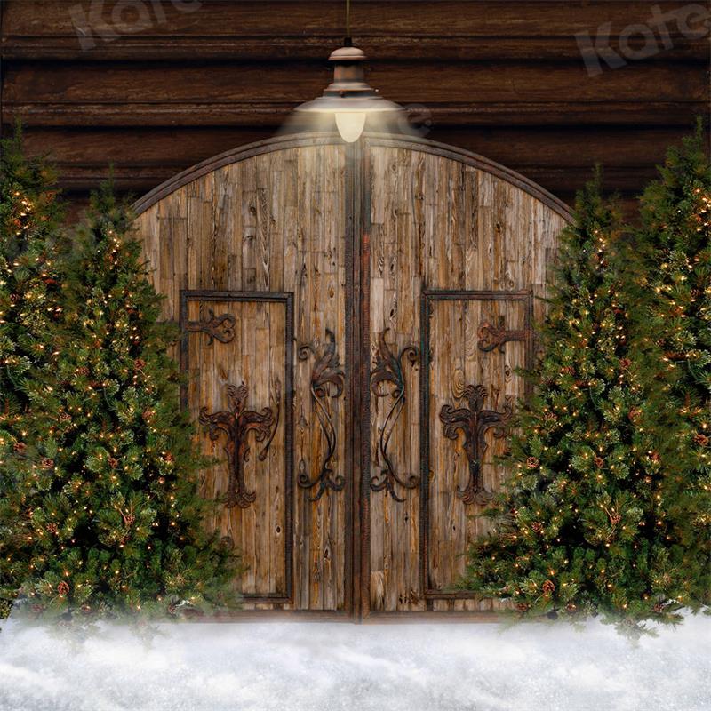Kate Christmas Barn Door Trees Backdrop for Photography -UK