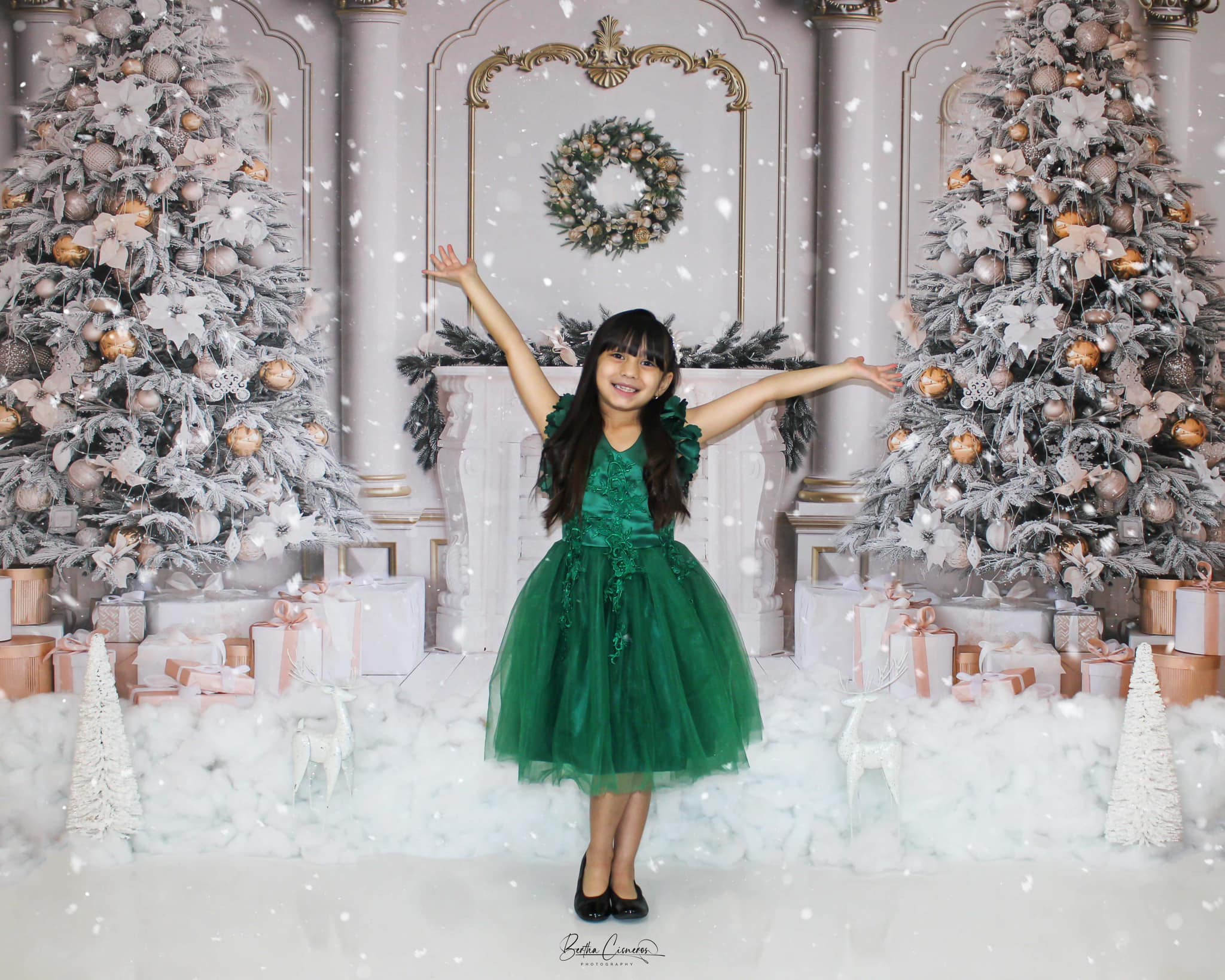 Kate Christmas Vintage Wall Trees Fireplace Backdrop for Photography -UK