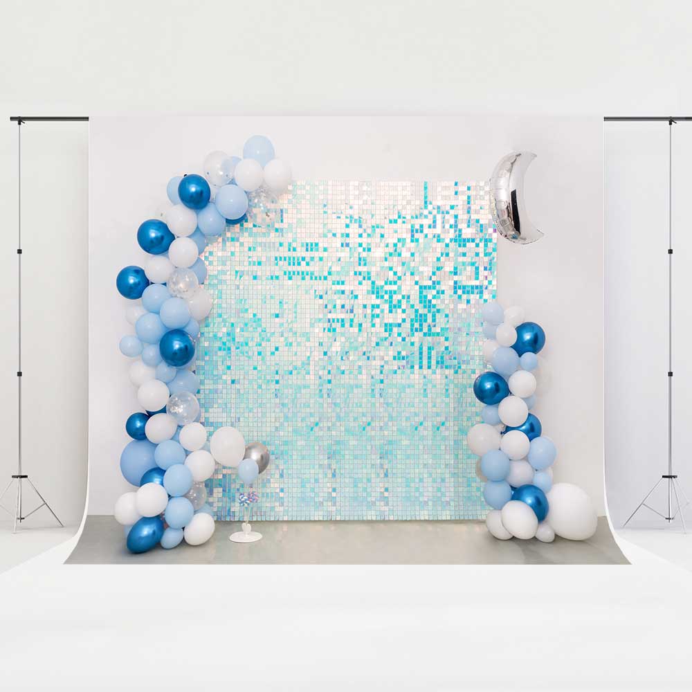 Kate Blue Balloons Shiny Party Backdrop Designed by Emetselch -UK