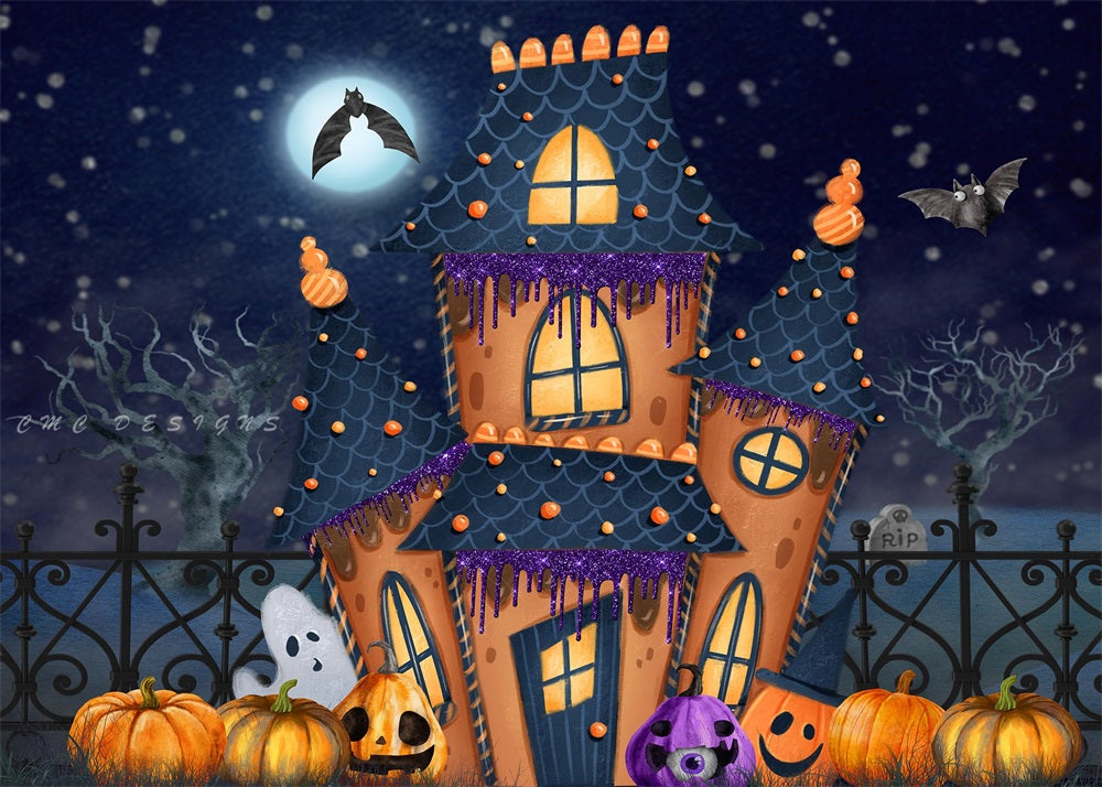 Kate Halloween Cute Haunted House Backdrop Designed By Candice Compton