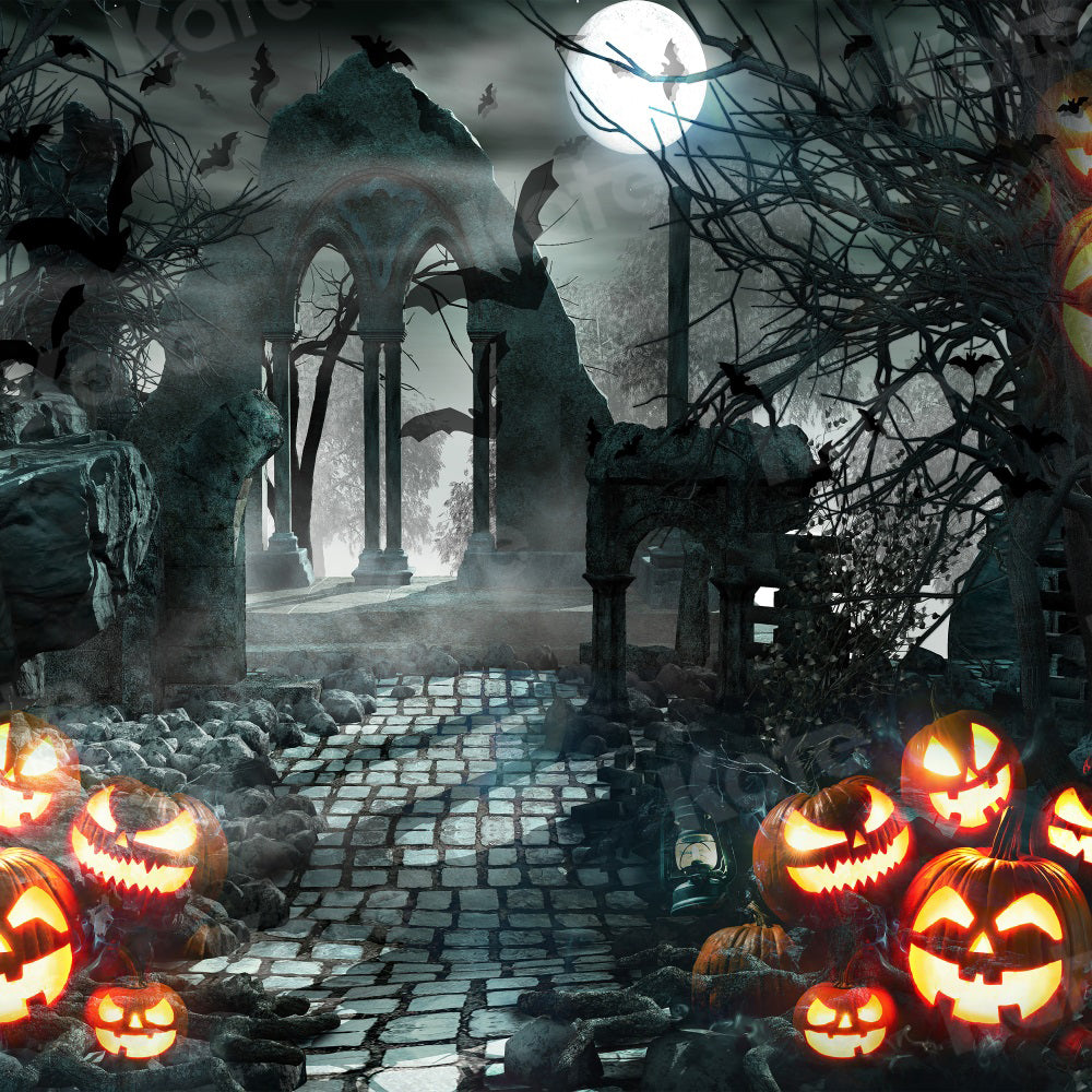 Kate Pumpkin Halloween Gate Night Backdrop for Photography -UK