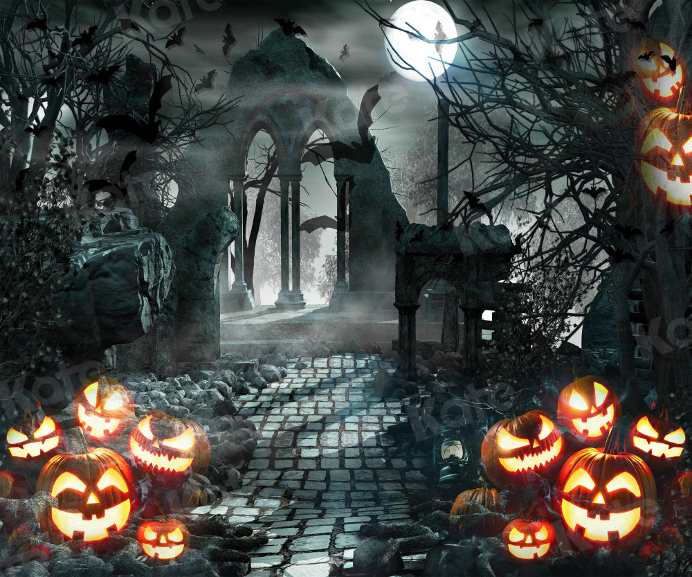 Kate Pumpkin Halloween Gate Night Backdrop for Photography -UK
