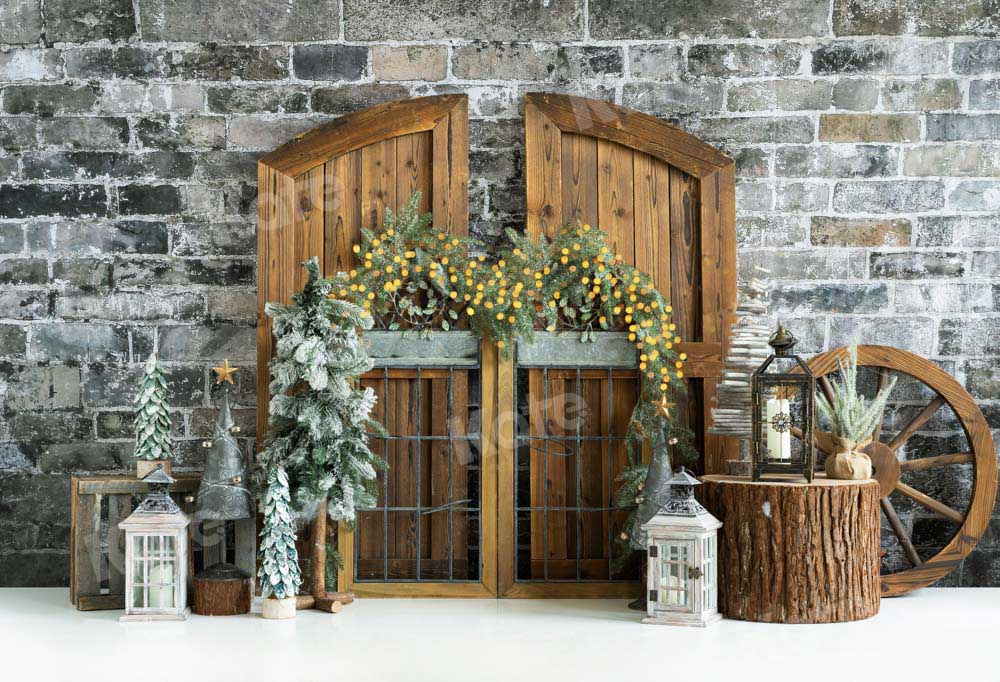 Kate Christmas Tree Wood Barn Door Backdrop Designed by Emetselch -UK