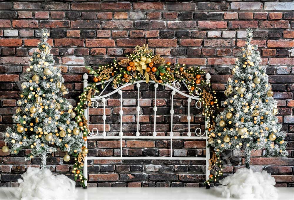 Kate Christmas Headboard Brick Wall Backdrop Designed by Emetselch -UK