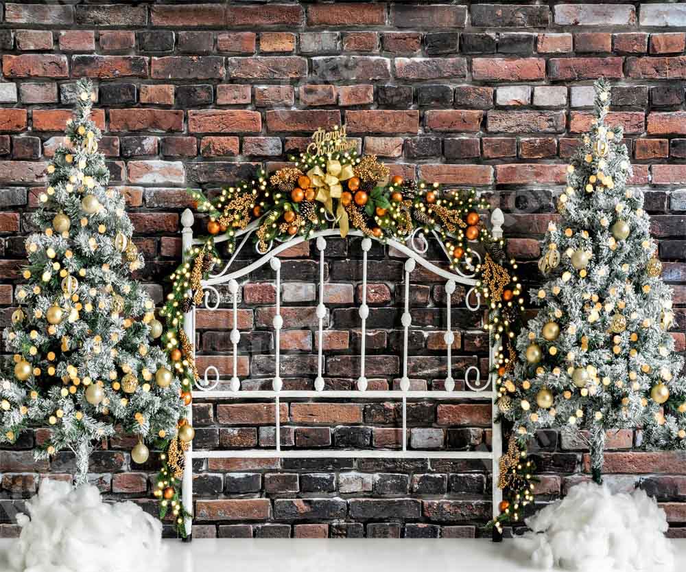 Kate Christmas Headboard Brick Wall Backdrop Designed by Emetselch -UK