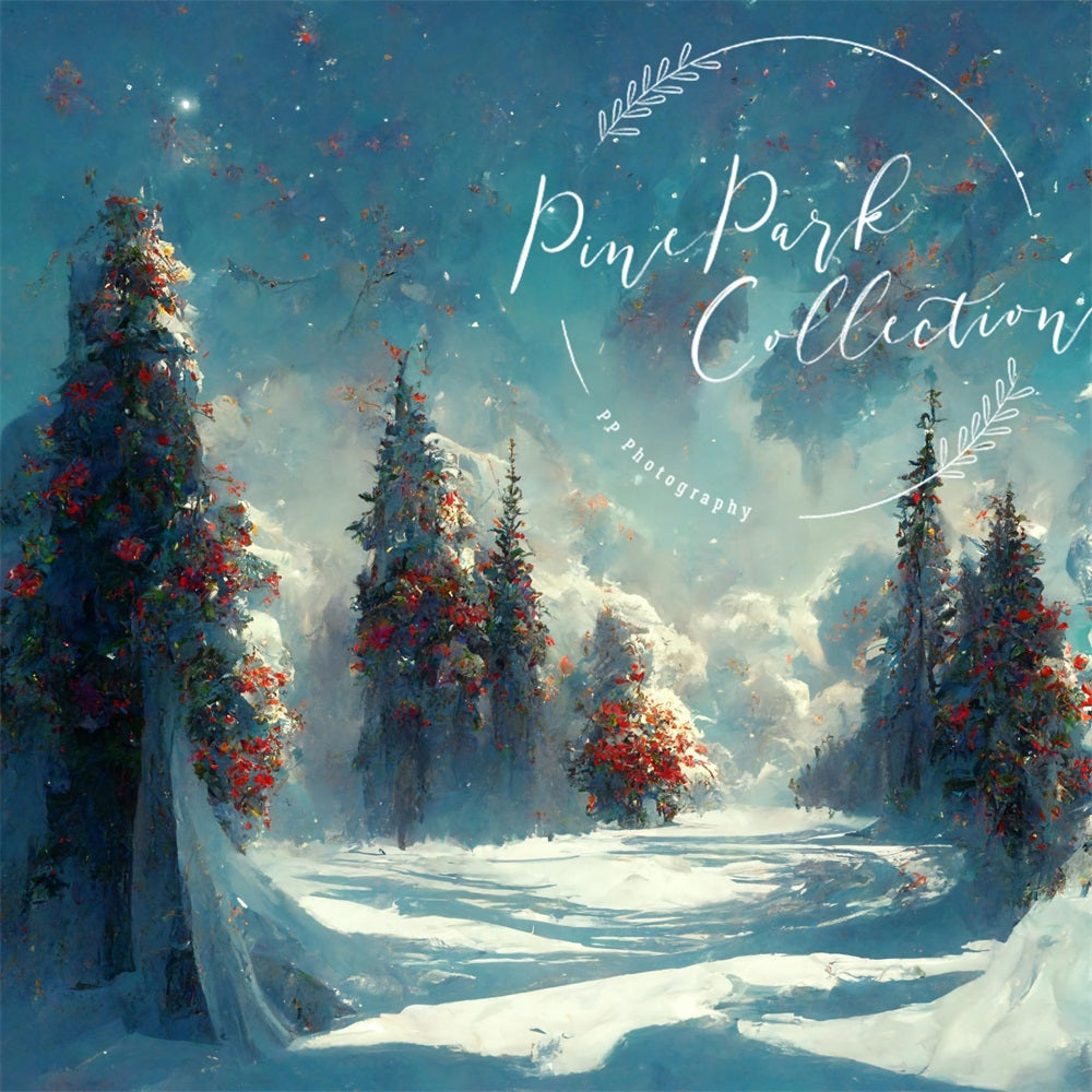 Kate Blue Winter Wonderland Backdrop Designed By Pine Park Collection -UK